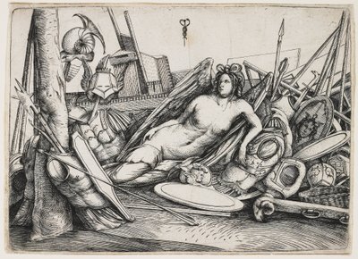 Victoire allongée parmi les trophées - Jacopo de Barbari