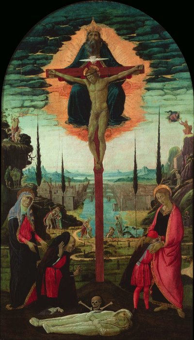 Retable : la Trinité, la Vierge, Saint Jean et les donateurs, vers 1480 - Jacopo del Sellaio