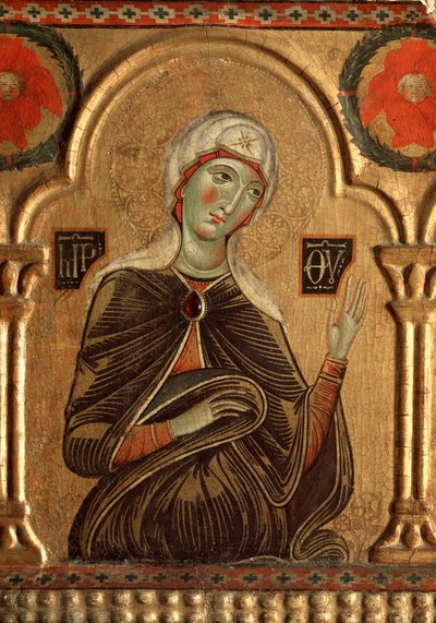 Polyptyque avec rédempteur et saints : Détail de la Vierge Marie - Jacopo di Meliore