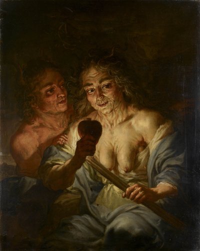 Une vieille femme tenant un cœur : l