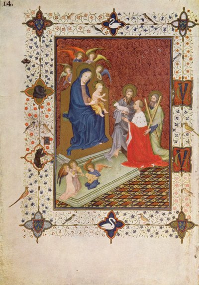 Frontispice avec Jean, Duc de Berry, Saint André et Saint Jean priant devant la Vierge, français, des 