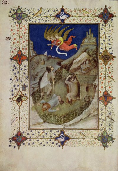 MS 11060-11061 Heures de Notre-Dame : Tierce, Les anges apparaissant aux bergers, des 
