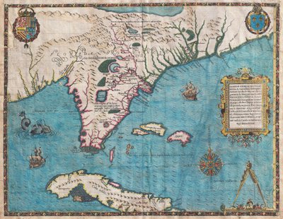 Carte de la Floride et de Cuba - Jacques  Le Moyne