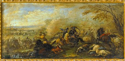 Une bataille entre chrétiens et musulmans ... (huile sur toile) - Jacques (1621 76) Courtois