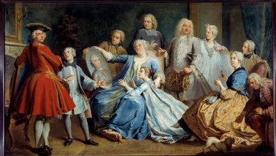 Portrait de Madame Mercier, nourrice de Louis XV, entourée de sa famille - Jacques  Dumont