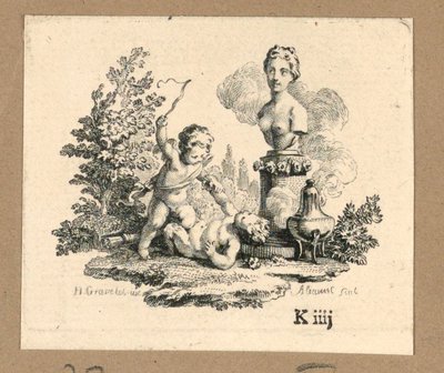 Estampe, Cupidon fustigeant une fille satyre - Jacques Alianet