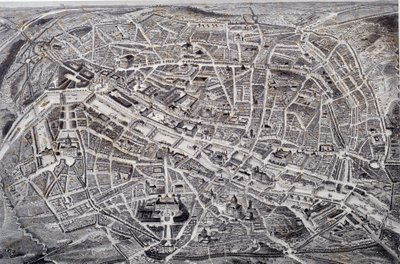 Carte de Paris en relief et vue d