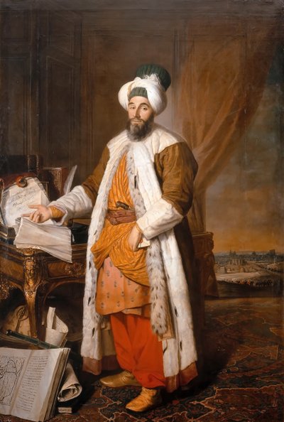 Portrait de Mehemet Said Pacha, Bey de Rumelia, ambassadeur spécial du sultan ottoman Mahmoud I - Jacques Andre Joseph Camelot Aved