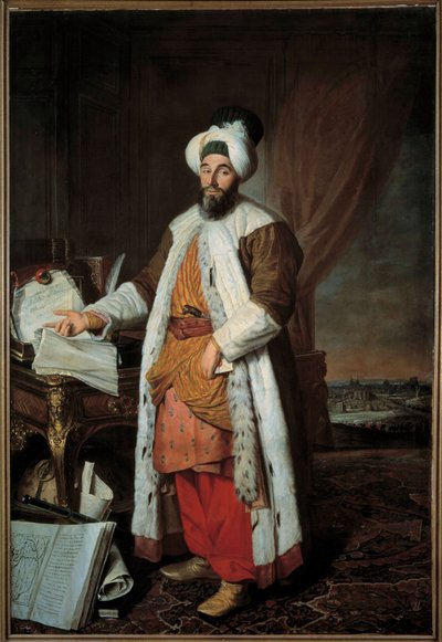 Portrait en pied de Mehemet Said Pasha Bey de Roumelie, ambassadeur du Sultan Mahmud I à Versailles en 1742 - Jacques Andre Joseph Camelot Aved
