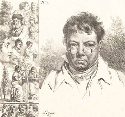 Autoportrait et autres têtes, 1819 - Jacques Antoine Marie Lemoine