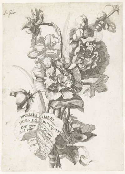 Page de titre avec un bouquet de pivoines - Jacques Bailly (I)