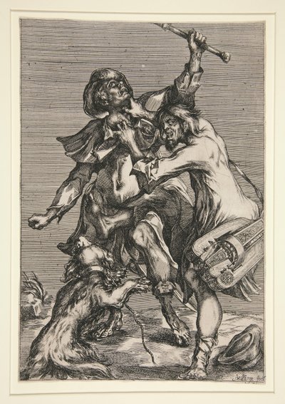 Le Mendiant et le Musicien de Rue (ou Deux Clochards se Battant) - Jacques Bellange