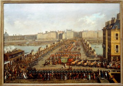 Traversée du nouveau pont par le cortège impérial pour la cérémonie du sacre de Napoléon Ier le 2 décembre - Jacques Bertaux