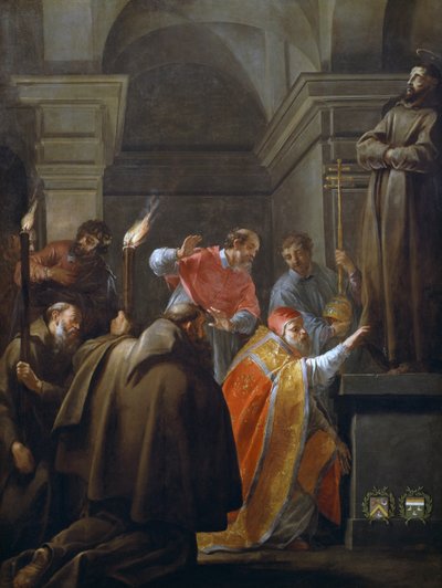 Le pape Nicolas V dans la tombe de Saint François d