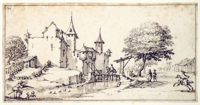 Un château avec pont-levis - Jacques Callot