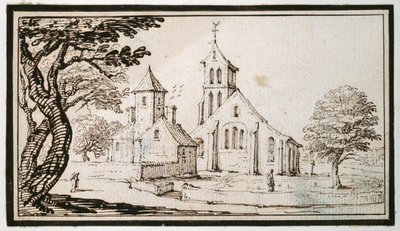Une église en Lorraine et un bâtiment voisin - Jacques Callot