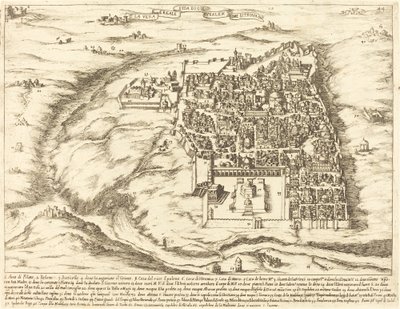 Vue aérienne de la ville de Jérusalem - Jacques Callot