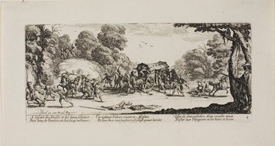 Attaque de la diligence, planche huit de Les Misères de la guerre - Jacques Callot