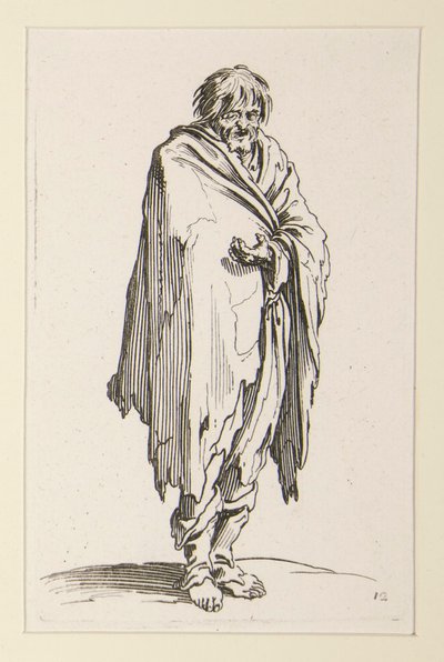 Mendiant à tête découverte et pieds nus, de Les Mendiants - Jacques Callot