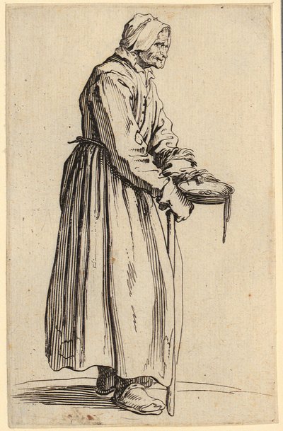 Mendiante avec assiette, planche 20 de la série « Les Mendiants » - Jacques Callot