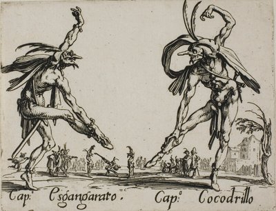 Capitaine Esgangarato - Capitaine Cocodrillo, planche 14 des Balli di Sfessania - Jacques Callot