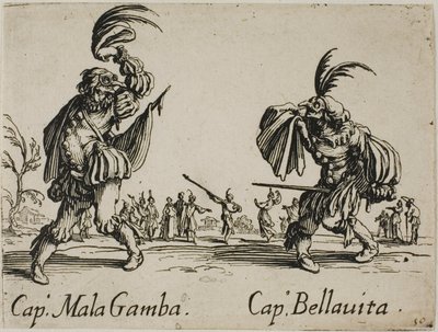 Capitaine Mala Gamba - Capitaine Bellavita, planche 15 des Balli di Sfessania - Jacques Callot