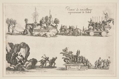 Combat à la Barrière, Entrée de son Altesse (Charles IV) représentant le Soleil - Jacques Callot