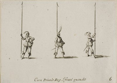 Exercice avec Pique Levée, planche six des Exercices Militaires - Jacques Callot