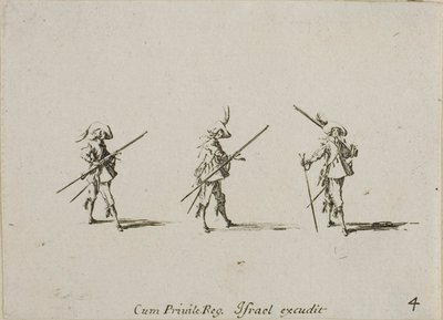 Exercice au mousquet, planche quatre de Les Exercices Militaires - Jacques Callot