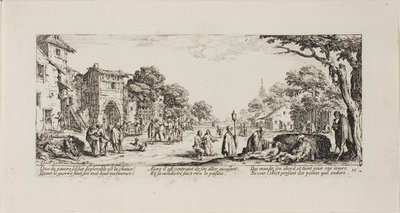 Soldats mourants au bord de la route, planche seize de Les Misères de la Guerre - Jacques Callot