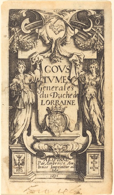 Frontispice pour "Les Coutumes de Lorraine" - Jacques Callot