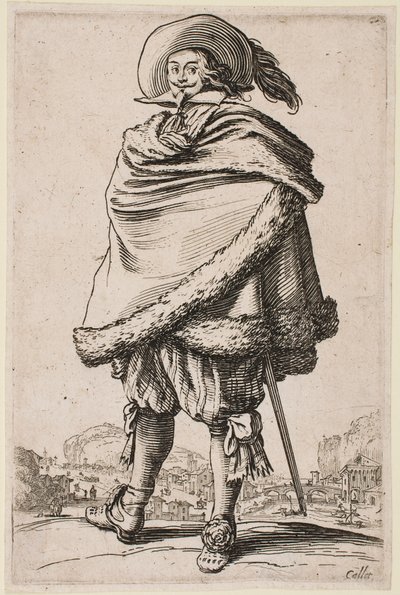 Gentleman enveloppé dans un manteau bordé de fourrure, de la série « La Noblesse » - Jacques Callot