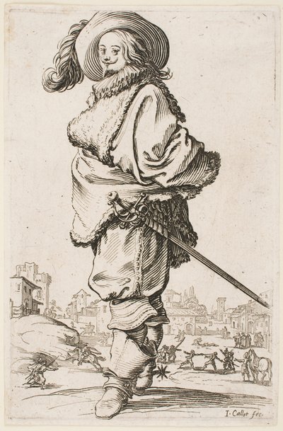Gentilhomme en manteau bordé de fourrure, de la série « La Noblesse de Lorraine » - Jacques Callot