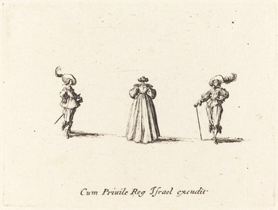 Dame vue de dos, et deux messieurs - Jacques Callot