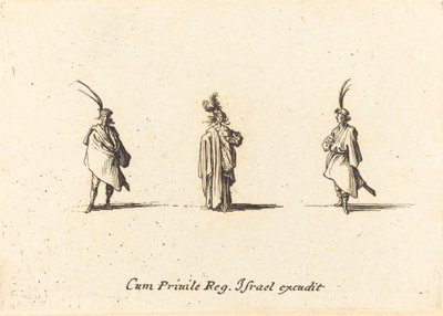 Dame en long manteau et deux gentilshommes - Jacques Callot