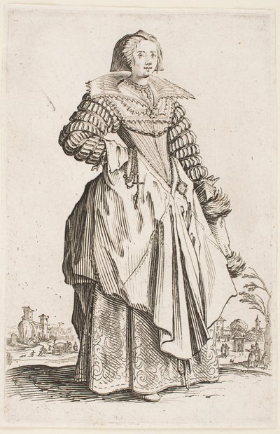 Dame au large col, de la série « La Noblesse de Lorraine » - Jacques Callot