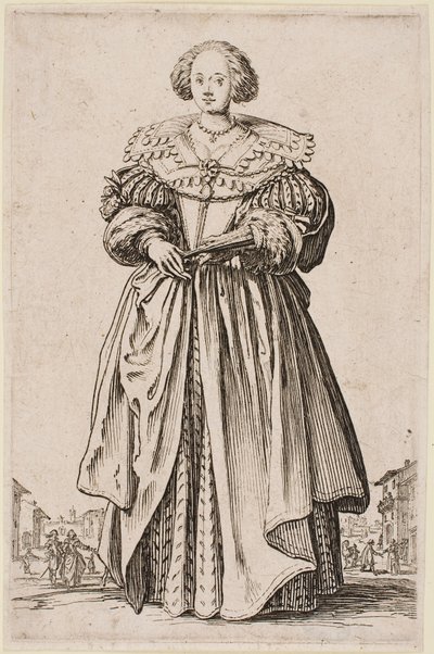Dame avec un éventail, de la série « La Noblesse de Lorraine » - Jacques Callot