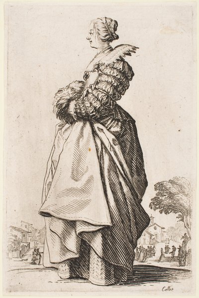 Dame avec un manchon, de la série « La Noblesse de Lorraine » - Jacques Callot