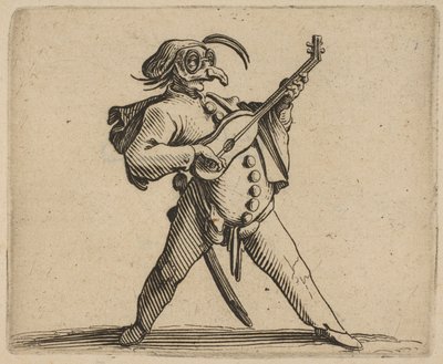 Le Comédien Masqué Jouant de la Guitare, de..., 1616-22 - Jacques Callot