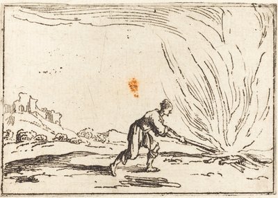 Homme assistant à un incendie - Jacques Callot
