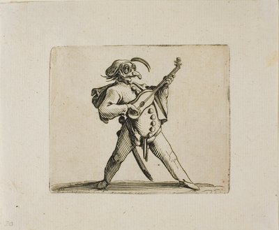 Comédien Masqué Jouant de la Guitare, de Varie Figure Gobbi - Jacques Callot