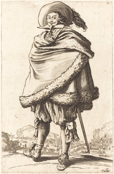 Noble homme enveloppé dans un manteau bordé de fourrure - Jacques Callot