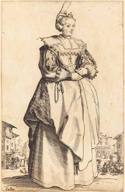 Noble femme avec un petit chapeau - Jacques Callot