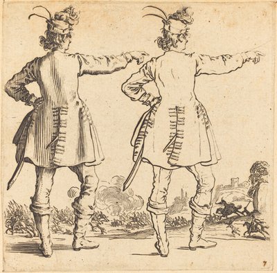 Officier avec Plumes dans le Chapeau, Vu de Dos - Jacques Callot