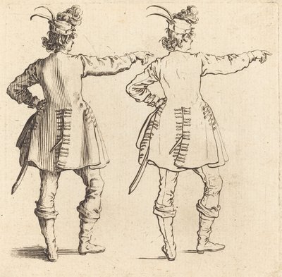 Officier avec des plumes dans le chapeau, vu de dos - Jacques Callot