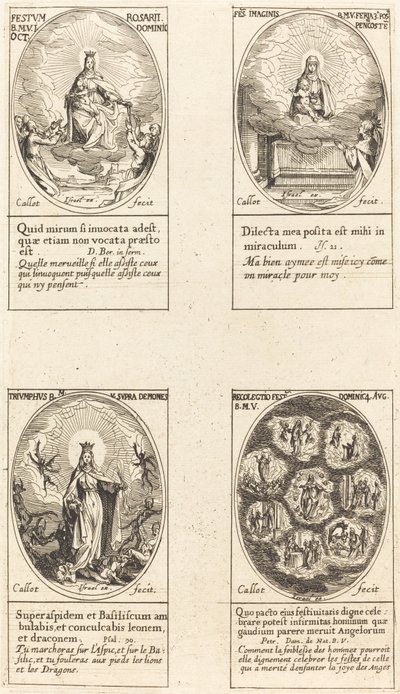 Notre-Dame du Rosaire ; Vierge et Enfant apparaissant dans un nuage ; Vierge triomphante - Jacques Callot