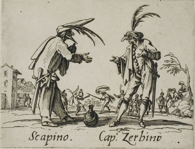 Scapino - Capitaine Zerbino, planche 12 des Balli di Sfessania - Jacques Callot