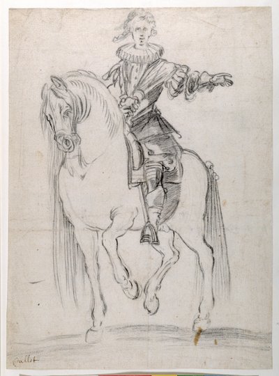 Esquisse pour Louis XIII à cheval - Jacques Callot