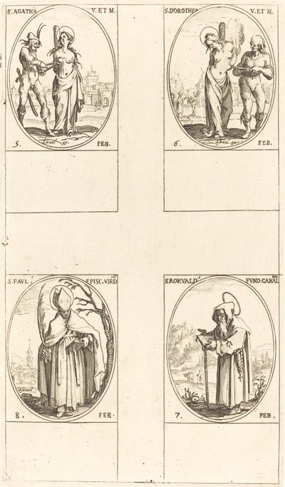 Sainte Agathe; Sainte Dorothée; Saint Romuald de Ravenne; Saint Paul, évêque de Verdun - Jacques Callot