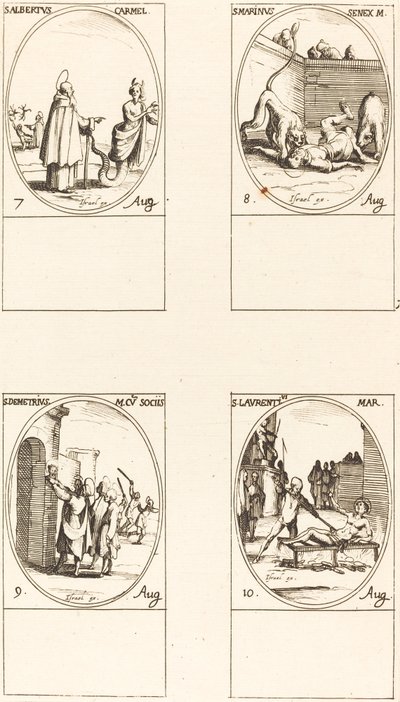 Saint Albert de Sicile, Carmélite; Saint Marinus; Saint Demetrius et Compagnons; Saint Laurent - Jacques Callot